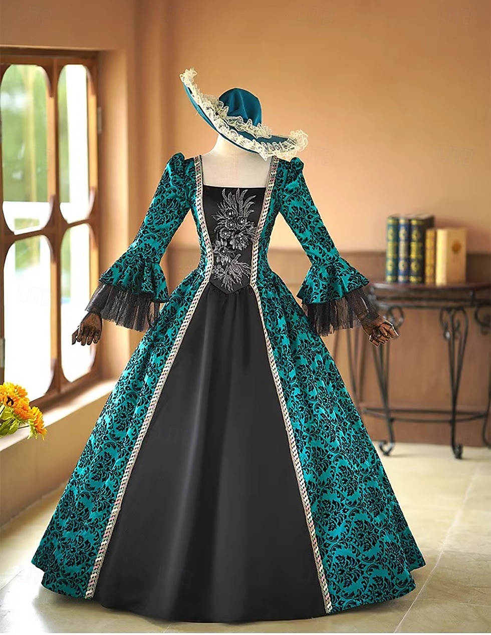 ancien Rococo Renaissance Maxi Robe Normal Juliette Princesse Mariée Plissé Volanté Princesse Col rond Déguisement Femmes Halloween Carnaval Mascarade Soirée Halloween Performance Adultes de 2026 ? $204.69 –P9