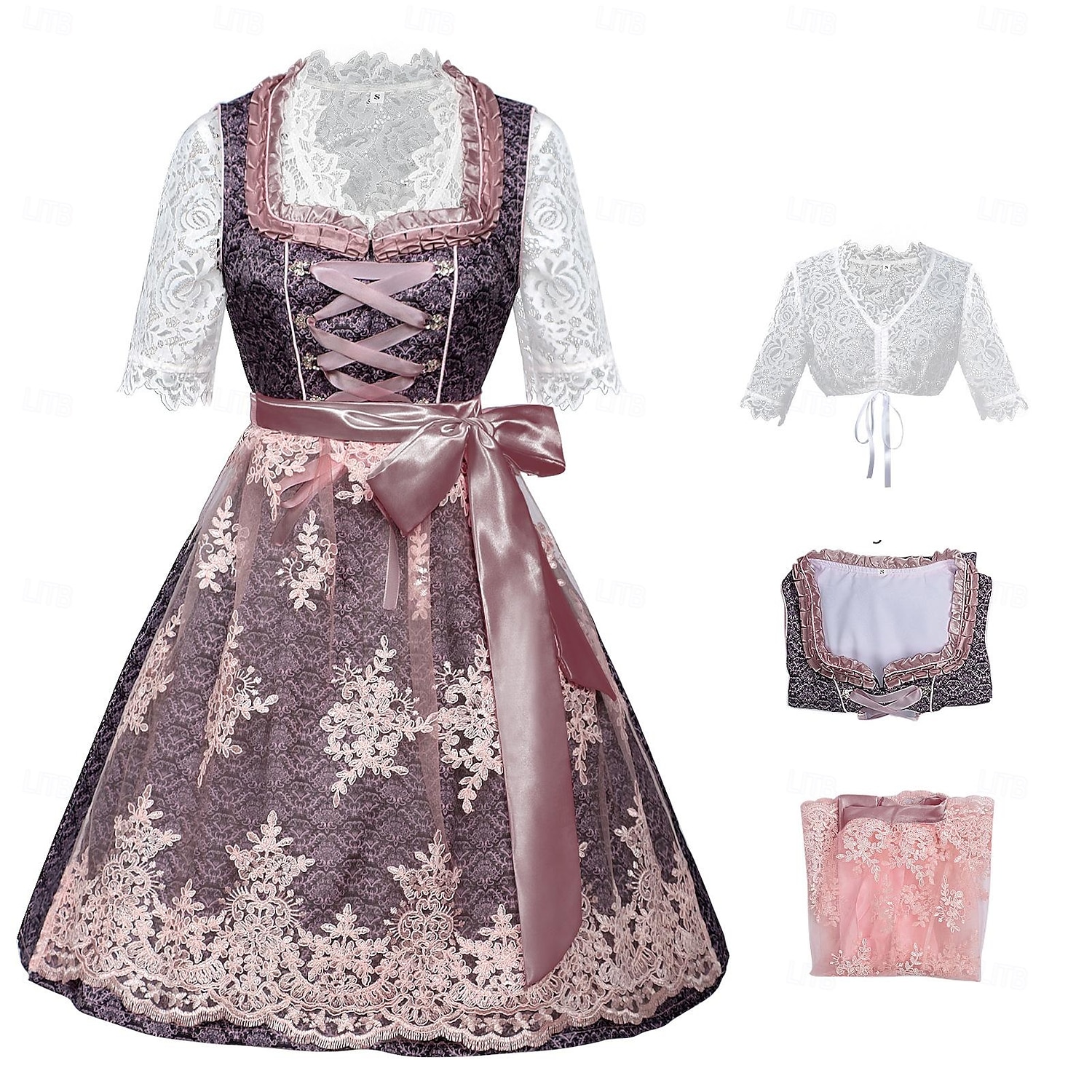 Oktoberfest Lace Dress Apron Dirndl Blouse Maid Bavarian German Munich Wiesn Women's Beer Festival Traditional Style Cloth 2026 - $72.99 –P1