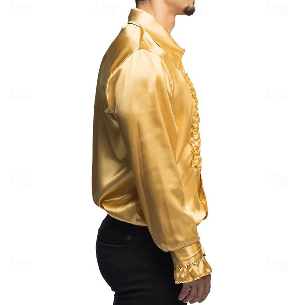 Rétro Vintage Années 1970 Rave Chemise Disco A Volants Déguisement Homme Halloween Carnaval Festival de Musique Défilé de la Fierté Mois des Fiertés Adultes Chemise de 2026 ? $27.99 –P4