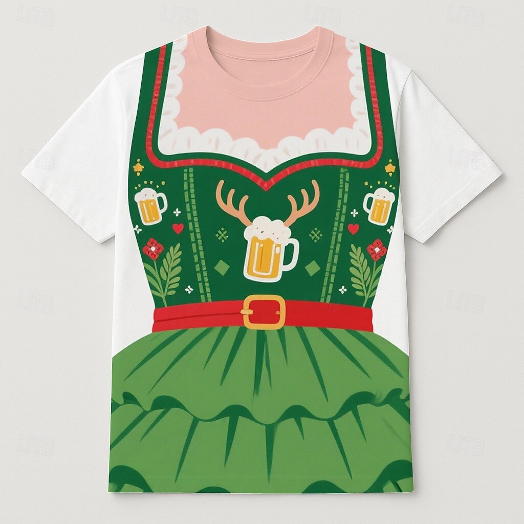T-Shirt bávaro Munich Alemán Gracioso Camiseta Gráfico para Mujer Adulto Impresión 3D  para Carnaval Cerveza Oktoberfest Fiesta 2026 - $27.99 –P7