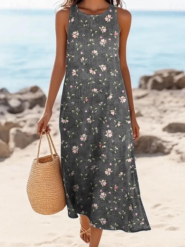 Női Maxiruha A vonalú ruha Vállon kívüli ruha Szabadság Alkalmi Boho Alkalmi Standard Virágos Grafika Paisley Ujjatlan U-alakú Barna Sötétszürke Nyár Tavasz 2025 - $36.99 –P2
