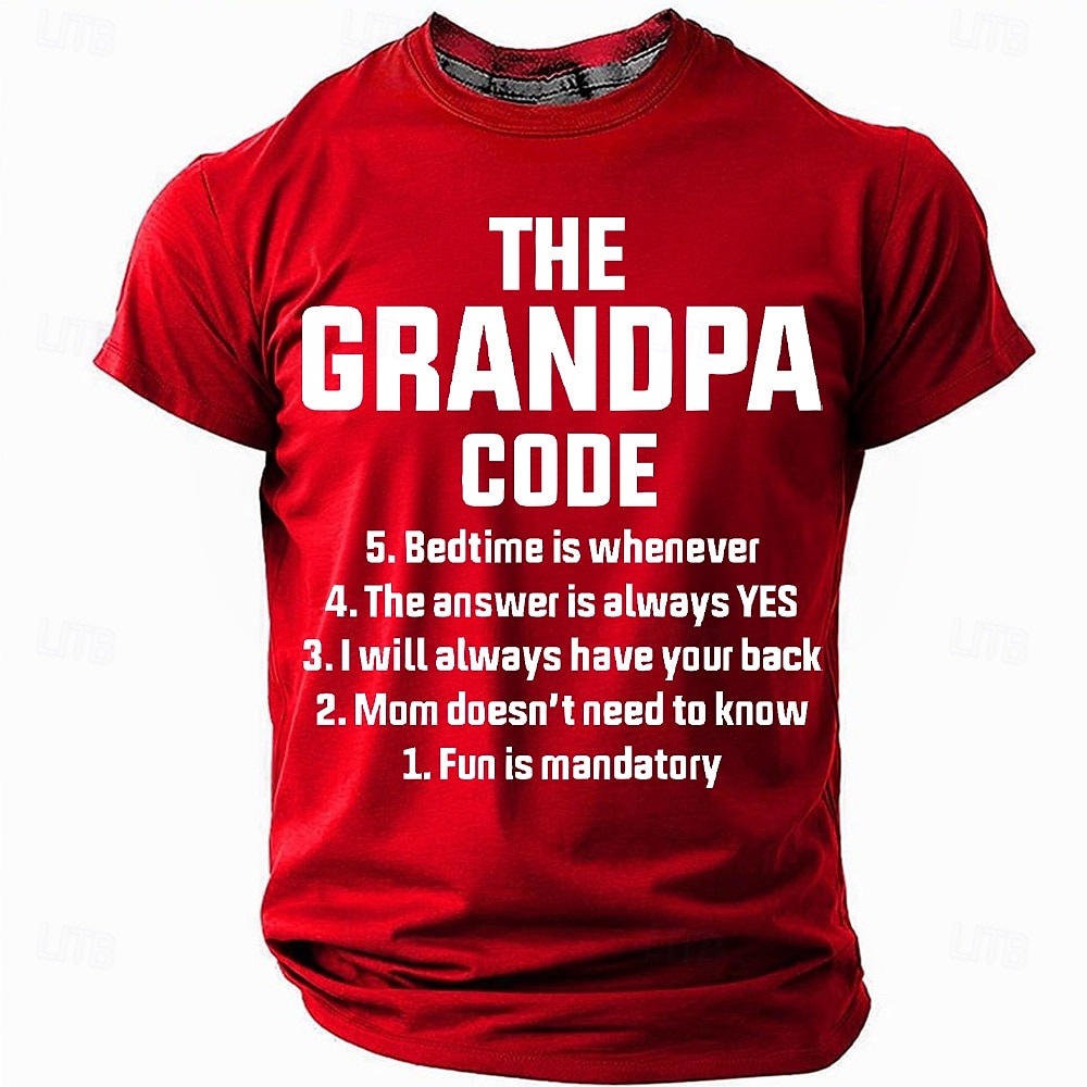 Men's Funny Grandpa Code Short Sleeve Graphic T-Shirt | Grandfather Rules Gift Tee 2025 - $17.99 –P5