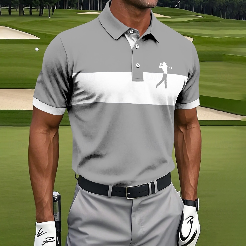 Men's Horizontal Stripes Golf Polo Short Sleeve Polo Shirts Collared Shirts Sportswear Athleisure Daily Wear Buttons Summer White Red Blue 2025 - $23.99 –P5