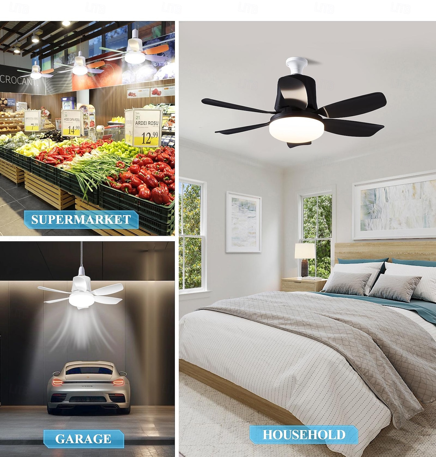 1 Pc 42cm/16.5 Inch Socket Fan Light with Remote, Small Ceiling Fans with Lights, LED Light Bulb Fan, Easy Install Screw-in E26/E27 Base for Bedroom Kitchen Garage Living Room 2025 - $32.99 –P5