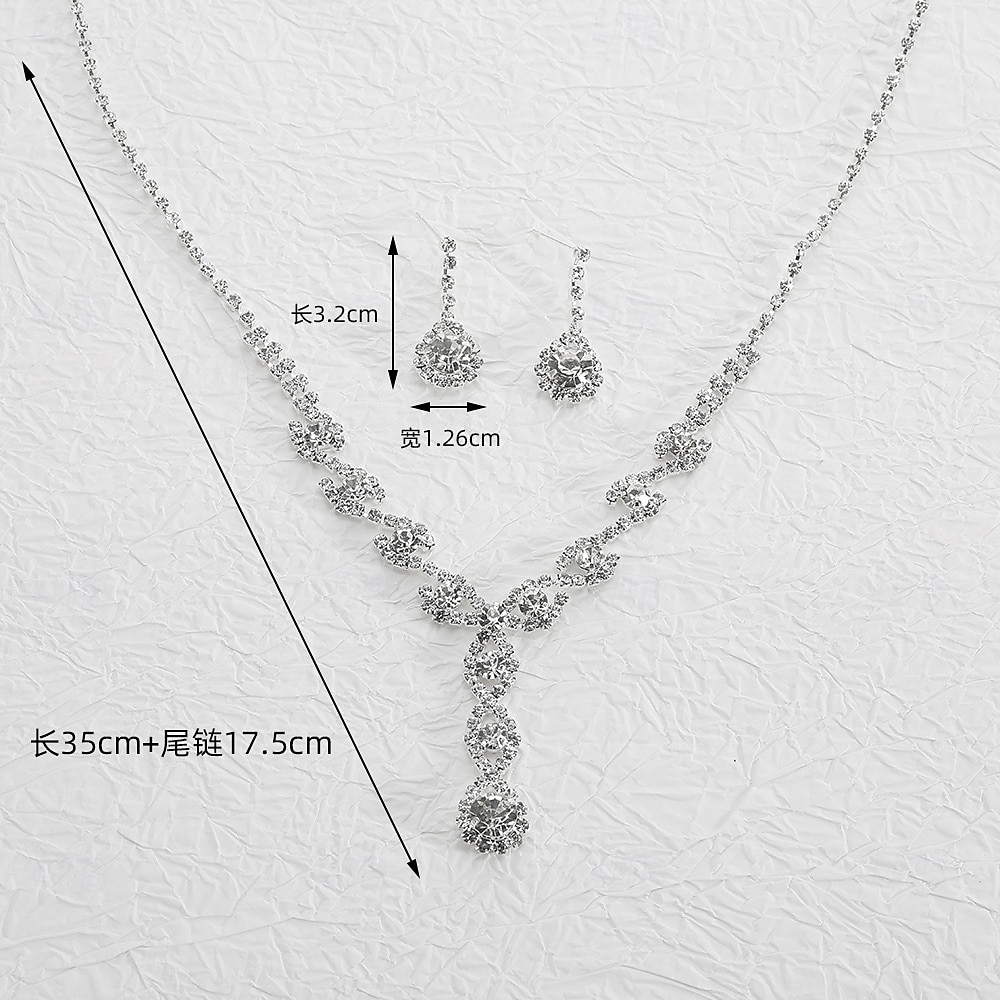 brudsmyckeset 1 set strass örhängen i legering halsband damer eleganta snygga smyckeset för bröllop jul förlovning 2025 - $16.49 –P5
