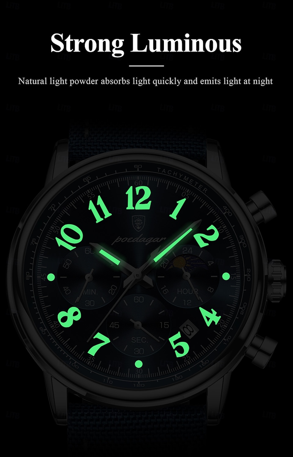 sporthorloge voor heren waterdicht lichtgevend chronograaf datum herenhorloges kwarts nylon leren herenklok 2025 - $31.99 –P6