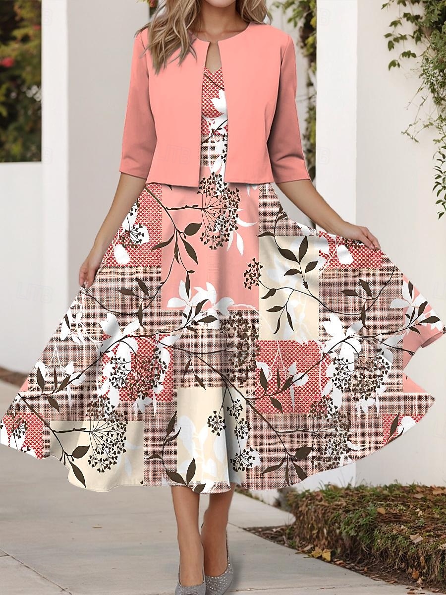 Pentru femei Set de rochii Rochie A line Rochie de vară Petrecere Rochii Semi Formale Floral Grafic Imprimeu Rochii Midi Manșon Jumate În V Invitat la nunta Zilnic Roz Îmbujorat Albastru piscină Mov 2025 - $36.99 –P1