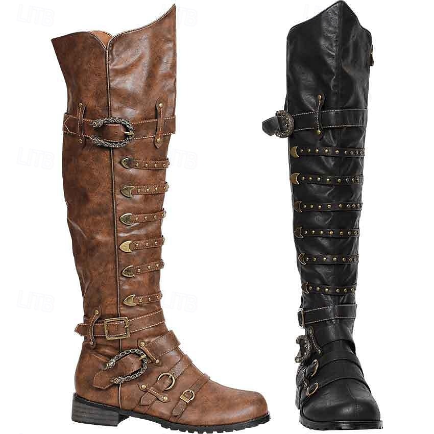 Medieval Renacimiento Zapatos Botas hasta la rodilla Botas planas de jazz Hombre Celta Pirata Víspera de Todos los Santos Mascarada Rendimiento LARP Feria Ren Adulto Zapatos 2025 - $88.99 –P1