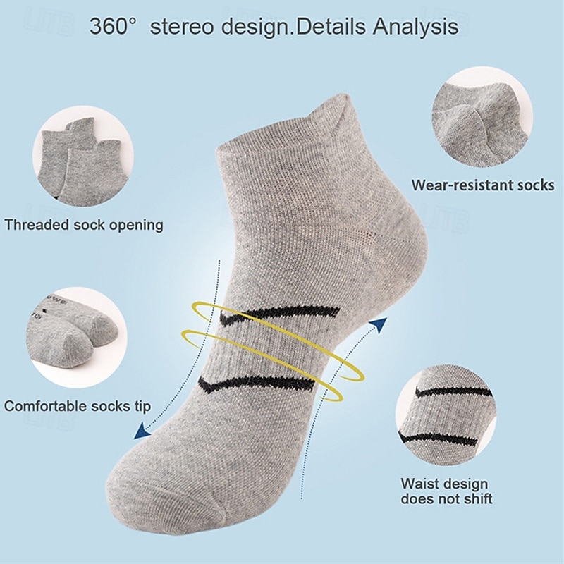 Men's 5 Pairs Multi Packs Socks Running Socks Casual Socks Black White Color Plain Vacation Sports & Outdoor Daily Basic Medium Spring Fall Fashion Casual 2026 - $10.99 –P8