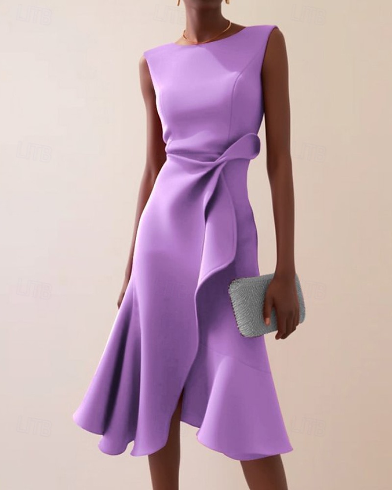 Femmes Robe Midi Robe de Bal Robe de Soirée Mode Soirée Date Coupe régulière Uni Sans manches Col ras du cou Rouge Violet Bleu clair Été de 2025 ? $24.99 –P2