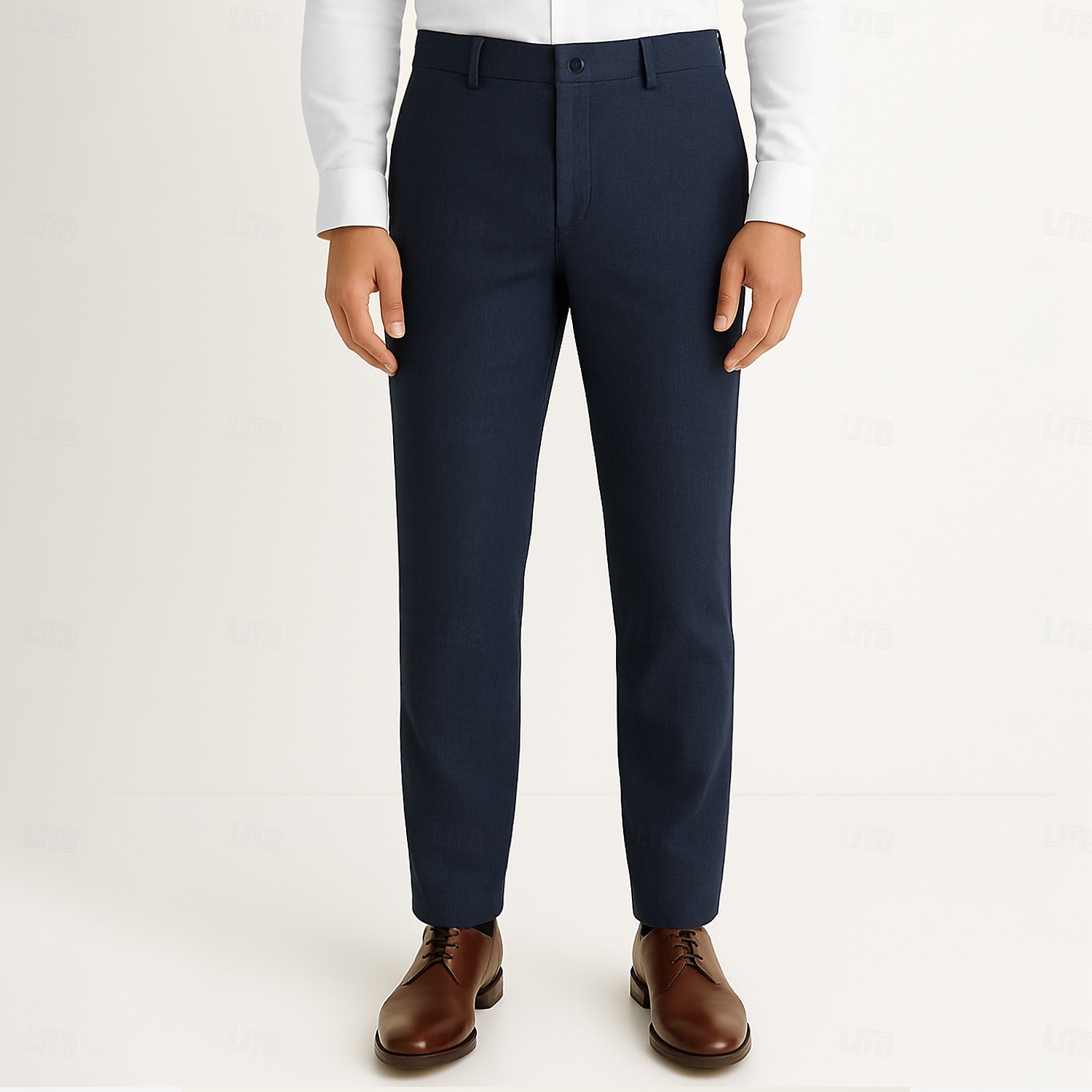 Herre Linbukser Helfarge Pustende Full lengde Formell Bryllup utendørs Elegant Ferie Svart Navyblå Mikroelastisk 2025 - $45.99 –P6