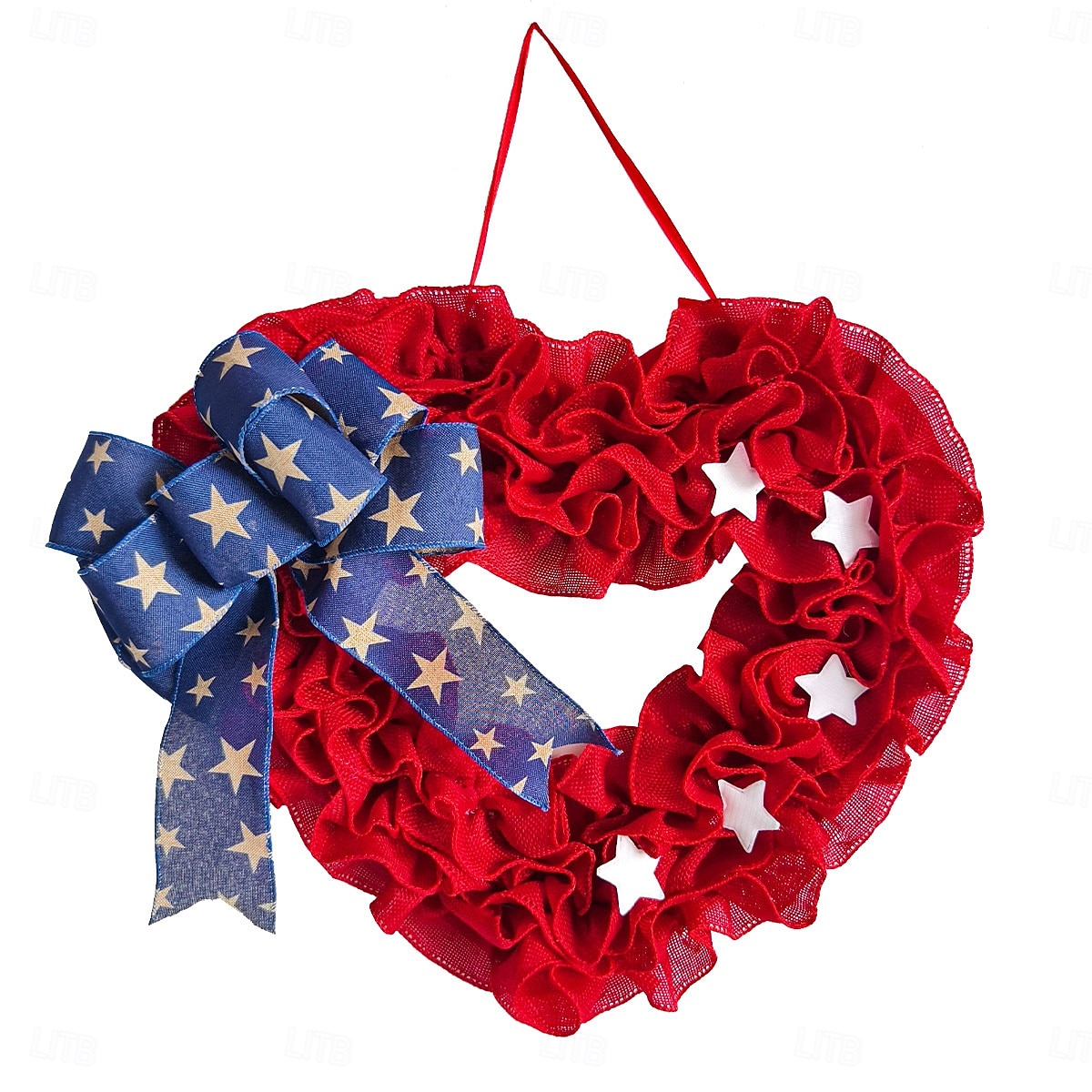 Patriottische 4 juli krans voor voordeur, onafhankelijkheidsdag, Amerikaanse vlag, rood, wit, blauw, deur, buitendecoratie, rustieke boerderij, gaas, verandadecoratie 2025 - $20.99 –P3