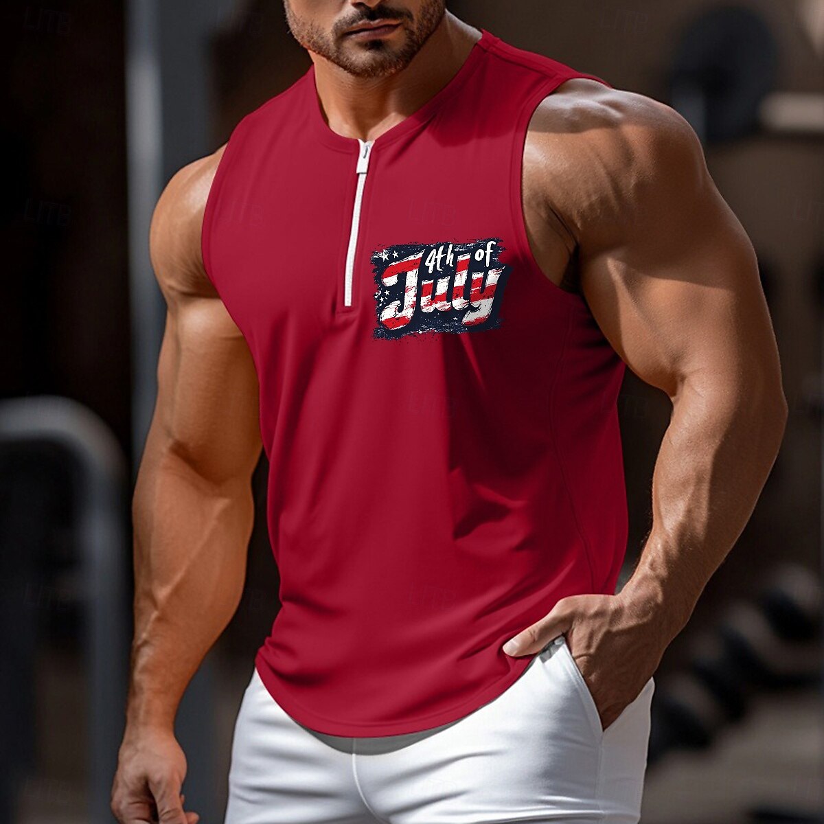 Men's Tank Top Vest Undershirt Sleeveless Shirt Sleeveless Crew Neck Round V Neck Summer Graphic Plain Independence Day Fashion Classic Athleisure Quick Dry Street Casual Sports White Red Blue Top 2025 - $12.99 –P6