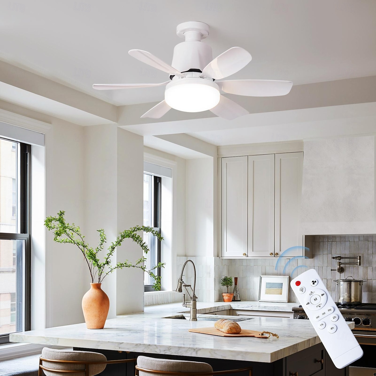 1 Pc 42cm/16.5 Inch Socket Fan Light with Remote, Small Ceiling Fans with Lights, LED Light Bulb Fan, Easy Install Screw-in E26/E27 Base for Bedroom Kitchen Garage Living Room 2025 - $32.99 –P12