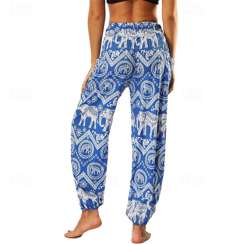 Retro Cikánský 70. léta Harémové kalhoty Kalhoty na jógu Hippie Nabíraný pas Mandala Etno Dámské předvečer Všech svatých Karneval Plážová dovolená Retro tematická párty Festival Dospělé Kalhoty 2025 - $27.99 –P10