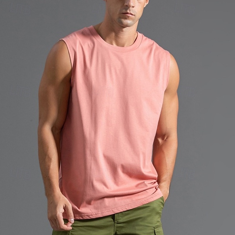 Herren Tank Top Weste Unterhemd Ärmelloses Shirt Ärmellos Rundhalsausschnitt Sommer Einfach Mode Designer Basic Klassisch Urlaub Straße Ausgehen Schwarz Weiß Hellgrün Top T-Shirt für Herren 2025 - $17.99 –P9