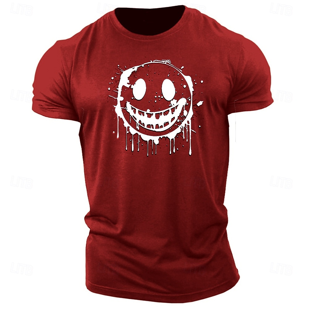 Herr Grafiska tryck Rolig Le ansikte T-shirt Grafiska utslagsplatser Bomull Kortärmad Grafisk Skjorta Heather Grey Svart Vit Bekväm t-shirt Utomhus Gata Modedesignerkläder 2025 - $15.99 –P7