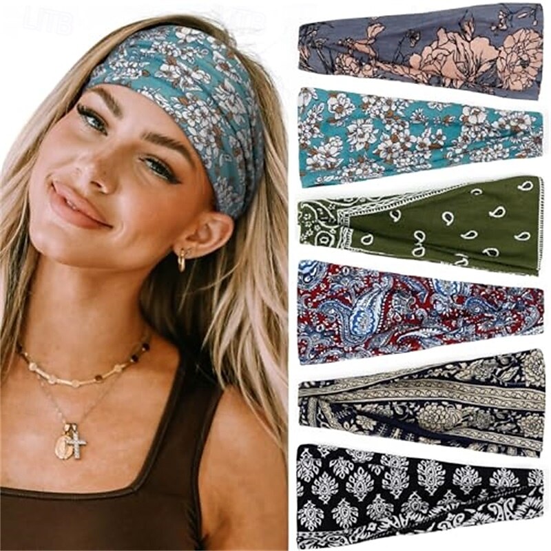 Fasce per capelli da donna in stile boho, elastiche, antiscivolo, larghe e spesse, in tessuto morbido, alla moda, accessori per capelli corti da donna. del 2025 a $4.99 –P4