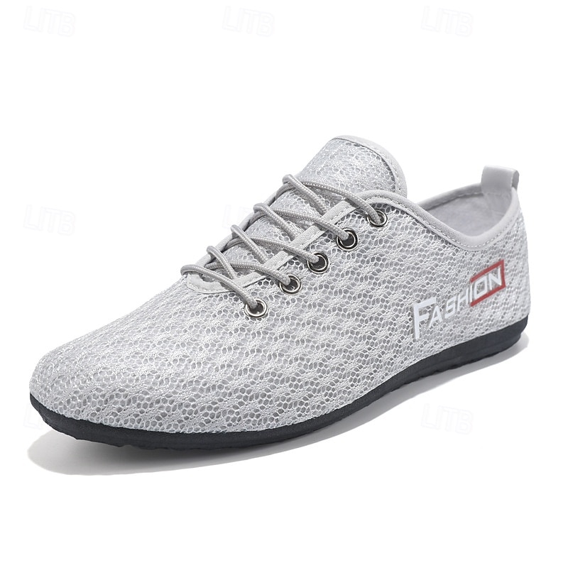 Grijze mesh sneakers voor heren met ademend bovenwerk en vetersluiting - lichtgewicht, comfortabel, geschikt voor dagelijks gebruik en een actieve levensstijl 2025 - $19.99 –P4