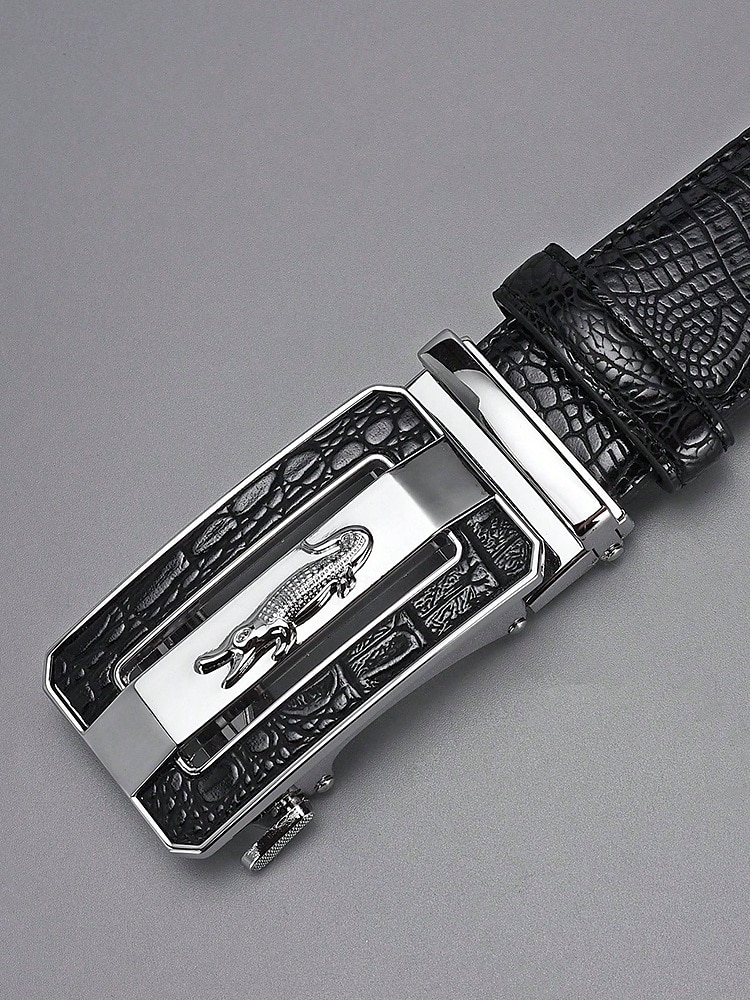Cintura da uomo in pelle con motivo coccodrillo e fibbia automatica – cinture marroni e nere regolabili di alta qualità con elegante fibbia in metallo per abbigliamento formale e casual, regalo perfetto per la festa del papà del 2025 a $14.99 –P5