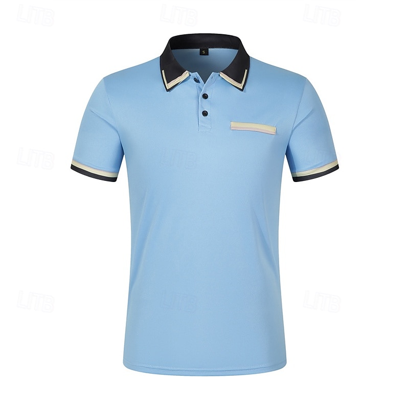 Férfi Golfing Golf pólóingek Munka Hétköznapi Hajtóka Rövid ujjú Alap Modern Színes Kollázs Gombok Nyár Normál Fekete Rózsaszín Égszínkék Golfing 2025 - $18.99 –P8