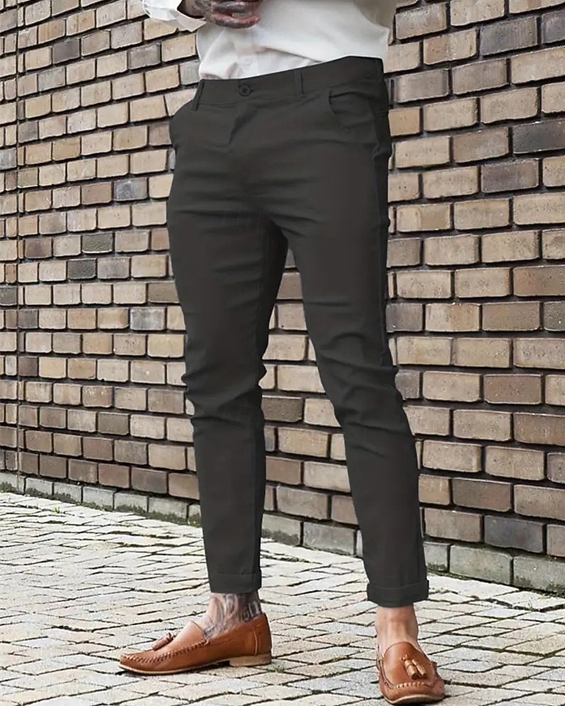 Per uomo Pantaloni Eleganti Aderente Pantaloni Chinos Bottoni Tasca Semplice Comodità Formale Feste Lavoro Moda Stile Classico Blu Cachi Micro-elastico del 2026 a $22.99 –P8