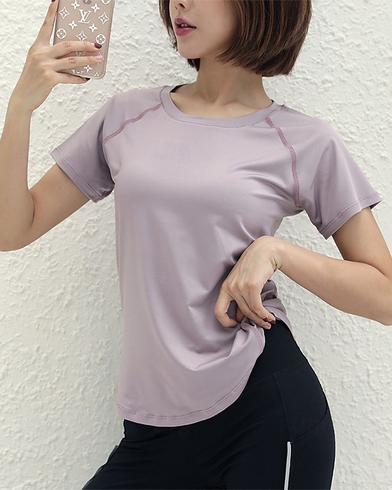 Mulheres Cor Sólida Camisa Esportiva Camisa de tênis Top de tênis Manga Curta Com Transparência Detalhes Refletores Pavio Humido Tênis Golfe Cooper Arredondar Preto Branco Verde Claro Roupas de tênis de 2026 por $18.99 –P11