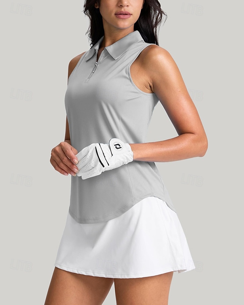 Γυναικεία Μονόχρωμο Πουκάμισο τένις Αμάνικο UPF50+ Γρήγορο Στέγνωμα Τέννις Γκολφ Μπάντμιντον Γιακά με φερμουάρ Μπλουζάκι Μπολύζες Μαύρο Βαθυγάλαζο Πράσινο Ρούχα τένις 2026 - $22.99 –P11