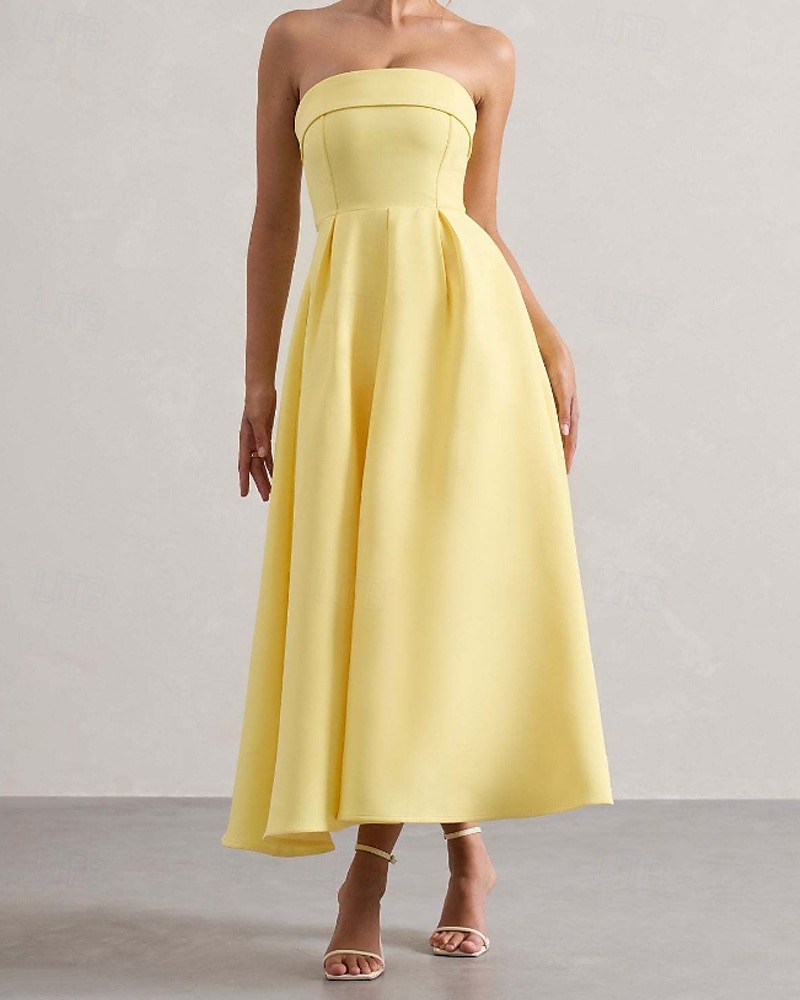 Pentru femei Rochii Midi Rochie albă Rochie de absolvire Rochie de bal Rochie de petrecere Modă Nuntă Petrecere Serată Fit regulat Simplu Fără manșon Fără Bretele Negru Alb Galben Roz Îmbujorat Vară 2025 - $31.99 –P10