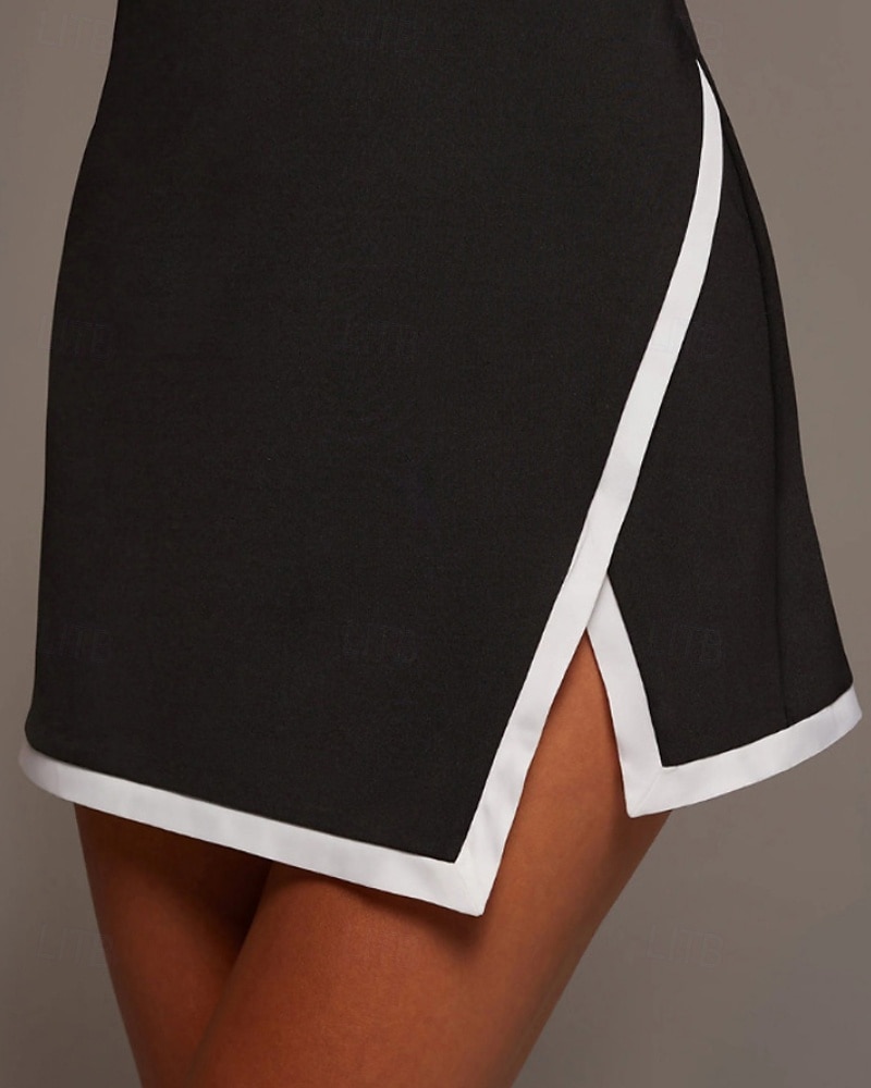 Dames Lapwerk Tennisjurk Mouwloos Contrasterende binding Splitsen Ademend Tennis Augurkbal Yoga V-hals Jurken Zwart Wit Rood Spandex Tenniskleding 2026 - $21.99 –P8