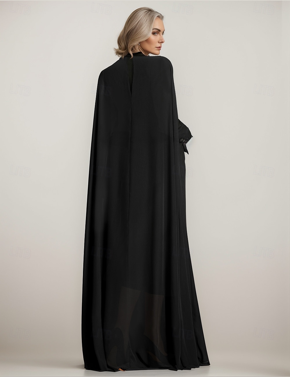 スーツ・フォーマル・ドレス layered cape dress Black Cape Blazer
