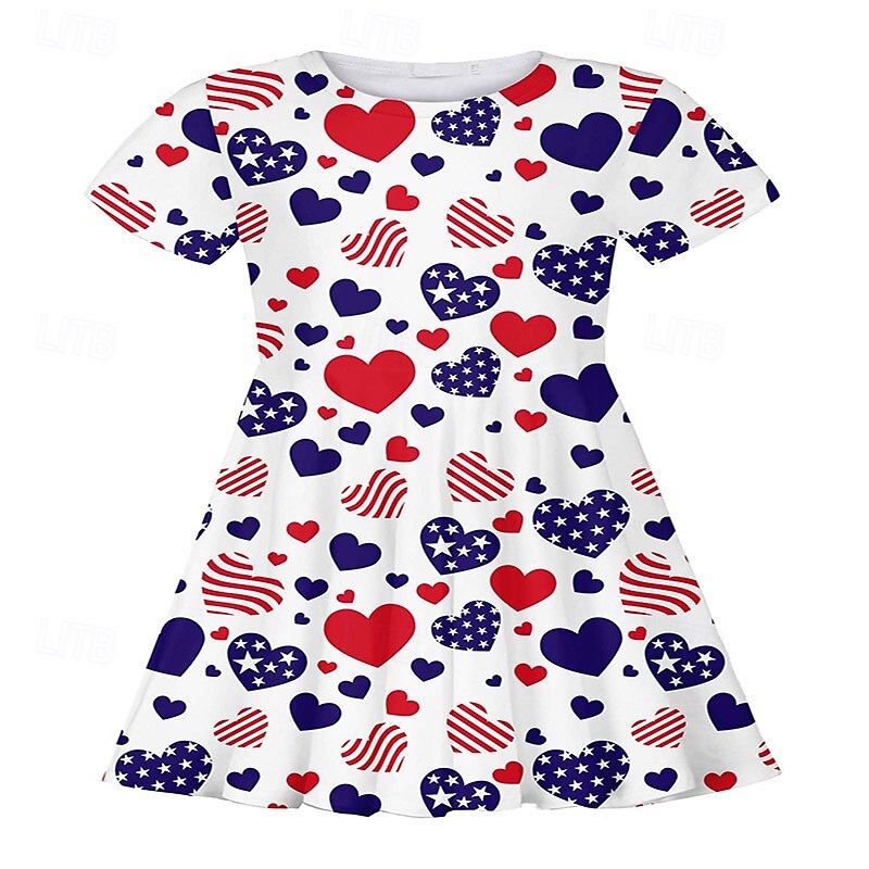 Tyttöjen 3D Sydän Perhonen Mekko Lyhythihainen Kesä Kevät Loma Päivittäin Pyhäpäivä Prinsessa Kaunis Makea Lapset 4-12 vuotta Rento mekko Polvipituinen Normaali 2025 - $15.99 –P2