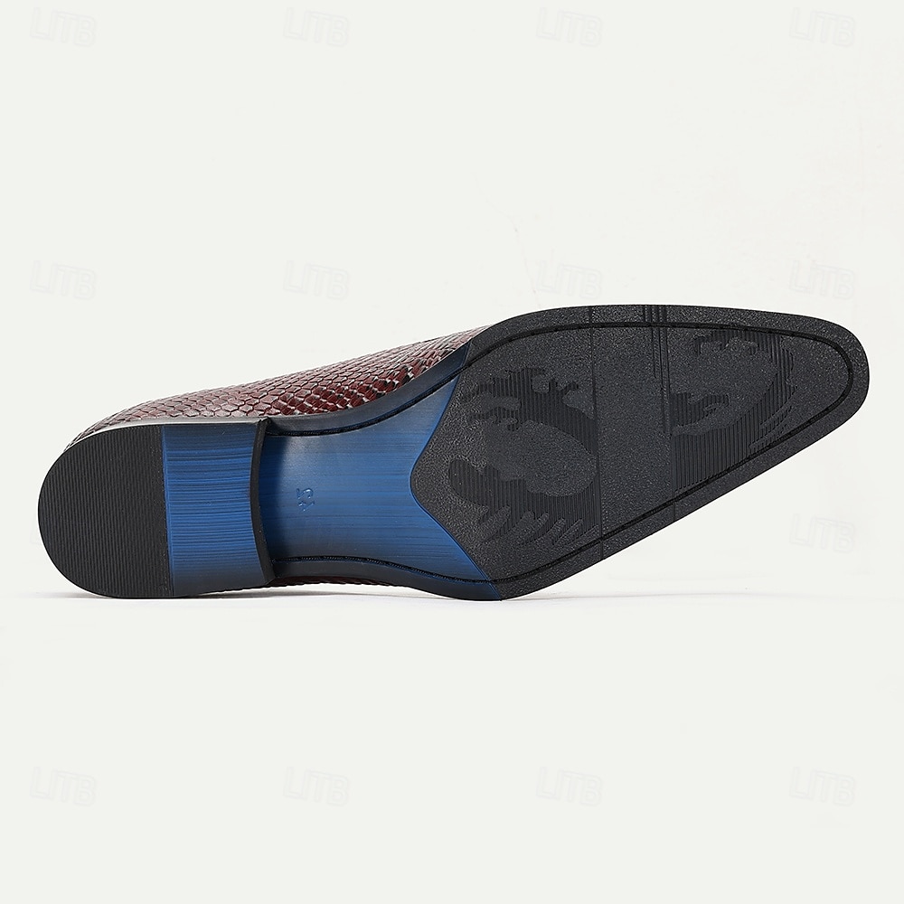 sapatos masculinos premium de couro de crocodilo bordô com cadarço e detalhes refinados para eventos black-tie e festas noturnas de 2025 por $94.99 –P6