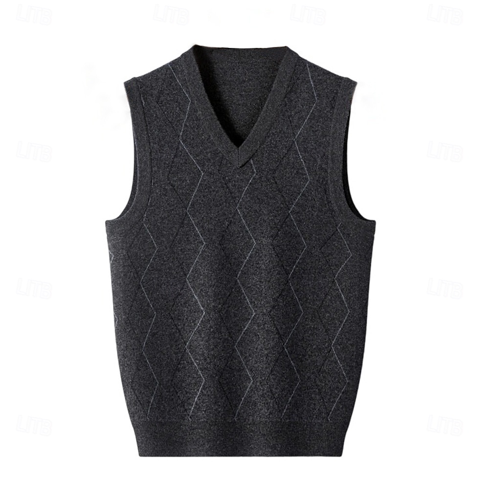 Herren Pullunder Stricken Jacquard Geometrisches Muster V Ausschnitt Täglich Westen Urlaub Heim Bekleidung Ärmellos Sommer Frühling Schwarz Khaki S M L 2025 - $57.99 –P14
