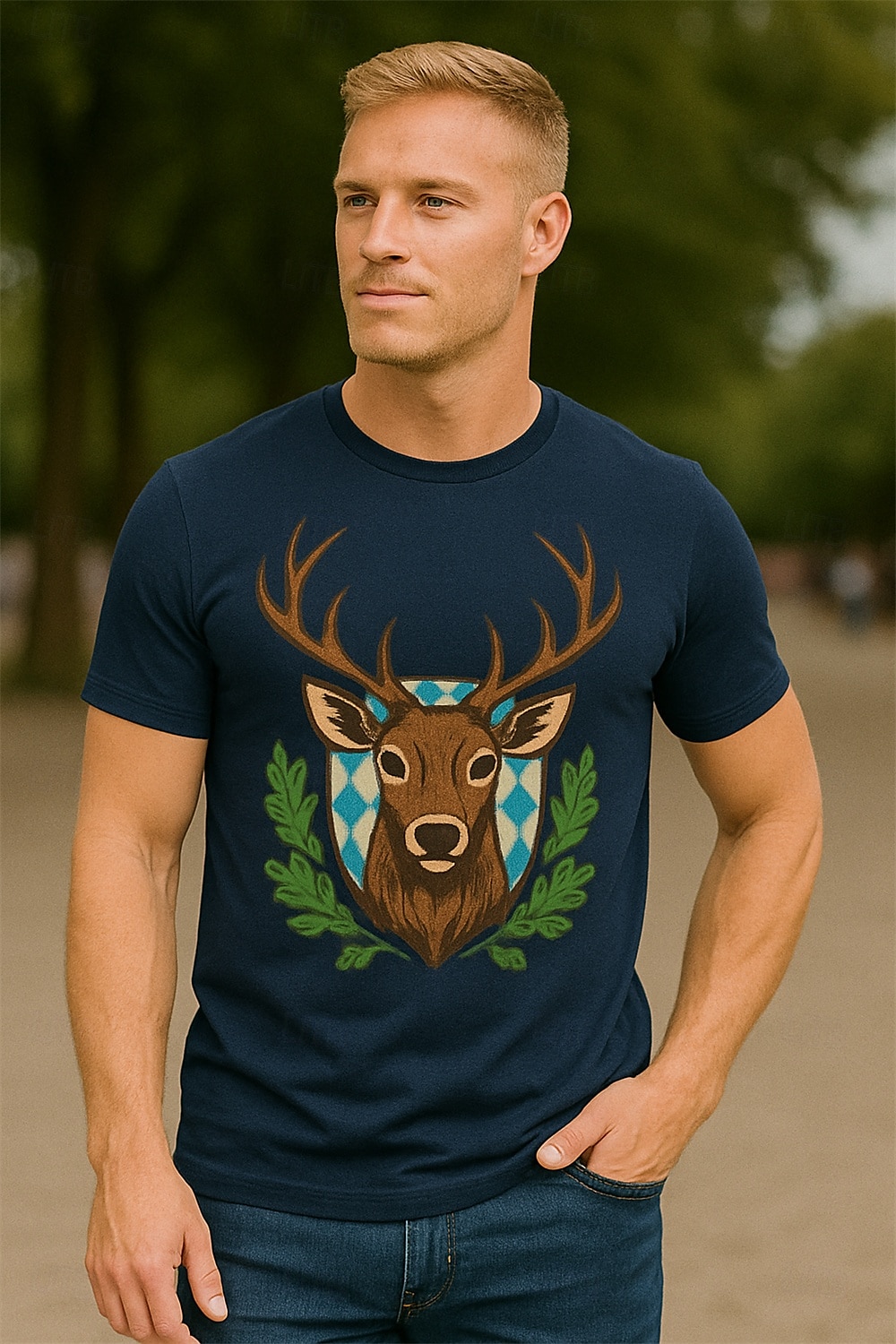 Oktoberfest Hirsch T-Shirt Bayerisch München Deutsch Grafik Für Herren Damen Erwachsene Oktoberfestbier Heißprägen Festival 2025 - $17.49 –P4