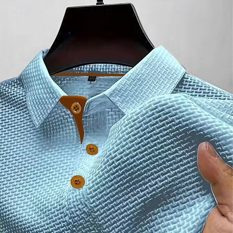 Per uomo Maglia da golf Polo da Golf Casuale Lavoro Bavero Manica Corta Essenziale Moderno Semplice Jacquard Bottoni Estate Vestibilità regolare Blu Nero Bianco Blu marino azzurro cielo Grigio scuro del 2026 a $18.99 –P5