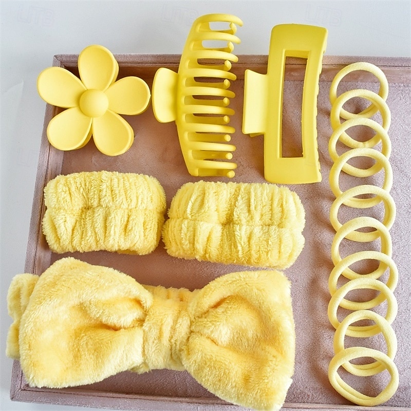 Conjunto de 16 faixas de cabeça para cuidados com a pele, conjunto de faixas de cabeça para lavagem facial, spa e maquiagem, incluindo 1 faixa de cabelo, pulseira, 3 grampos de cabelo e 10 elásticos de 2025 por $9.49 –P8