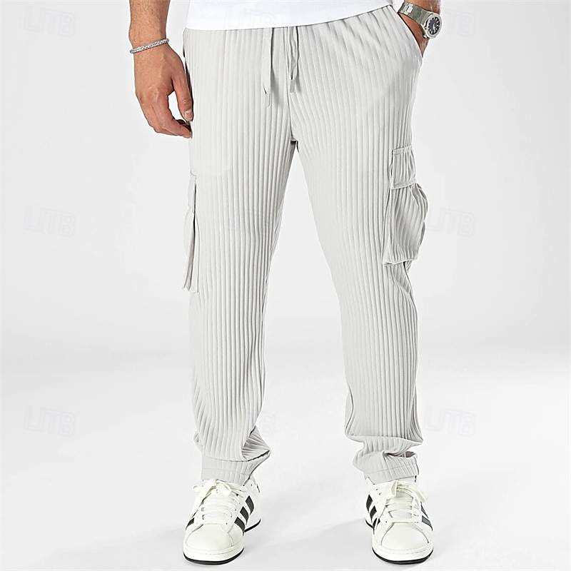 Herren Cordhose Hose Freizeithose Tasche Kordelzug Elastischer Bund Einfach Komfort Sport im Freien Täglich Mode Lässig Schwarz Weiß Mikroelastisch 2025 - $28.99 –P10