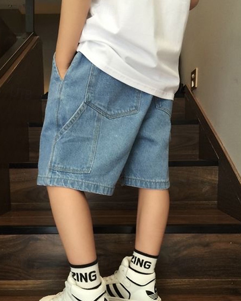Kids Boys Shorts Solid Color Breathable Soft Comfort Shorts School Cool Basic Black Blue Mid Waist 2026 - $16.49 –P5
