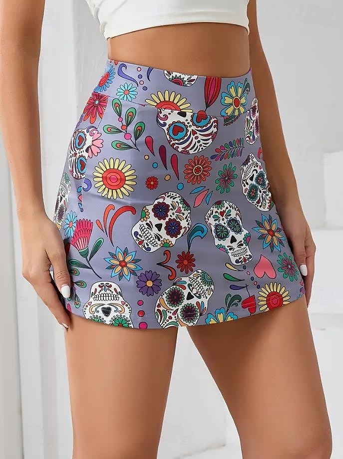 Dam Smal Kjol Tenniskjol Mode Ledigt Mini Hög midja Kjolar Grafisk Blommig Ficka Elastisk Utomhussport Dagligen Vit Rodnande Rosa Grå Sommar Stickat Polyester 2025 - $19.99 –P13