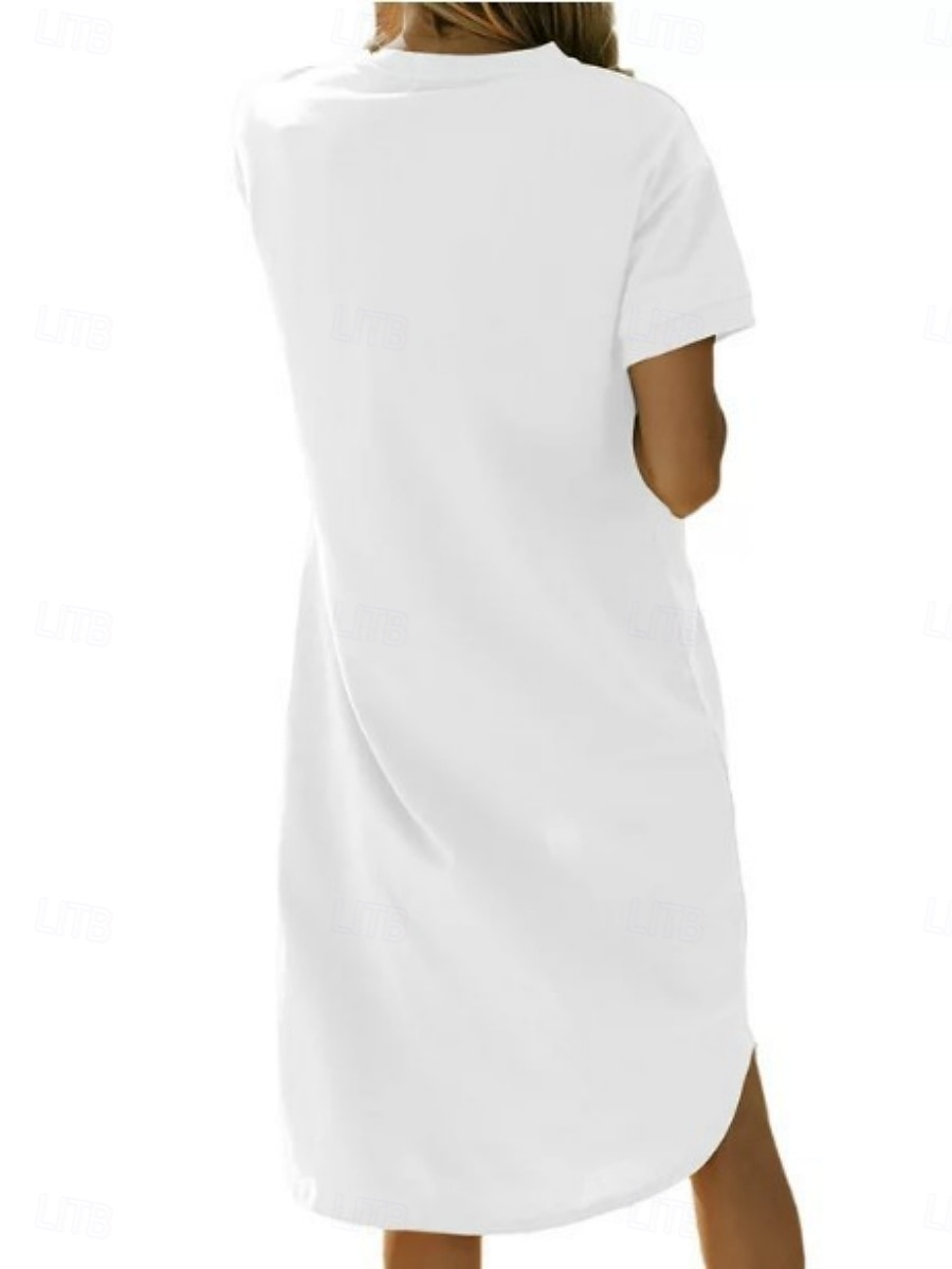 Femmes Robe Midi Robe Décontractée Robe d'été Mode Moderne Quotidien Week-end Coupe régulière Uni Manche Courte Col ras du cou Noir Blanche Rouge Vert foncé Été de 2025 ? $16.99 –P9