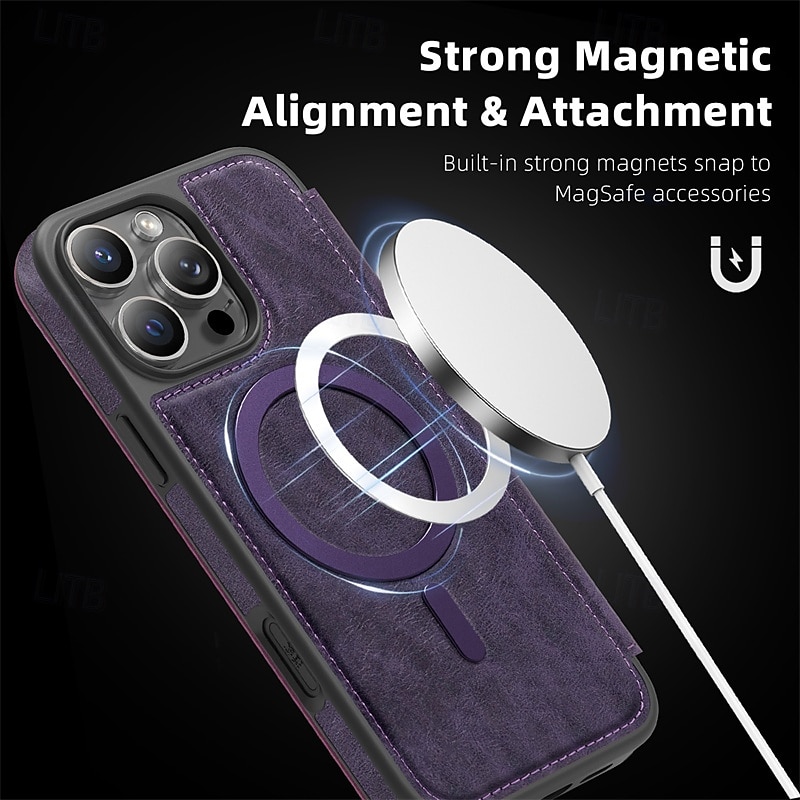 Phone Case For Apple AirTag iPhone 16 Pro Max Plus iPhone 15 14 Pro Max Plus iPhone 13 12 Pro Max Magnetic Adsorption Flip Cover Support Wireless Charging Card Slot Shockproof TPU PC PU Leather 2025 - $19.99 –P6