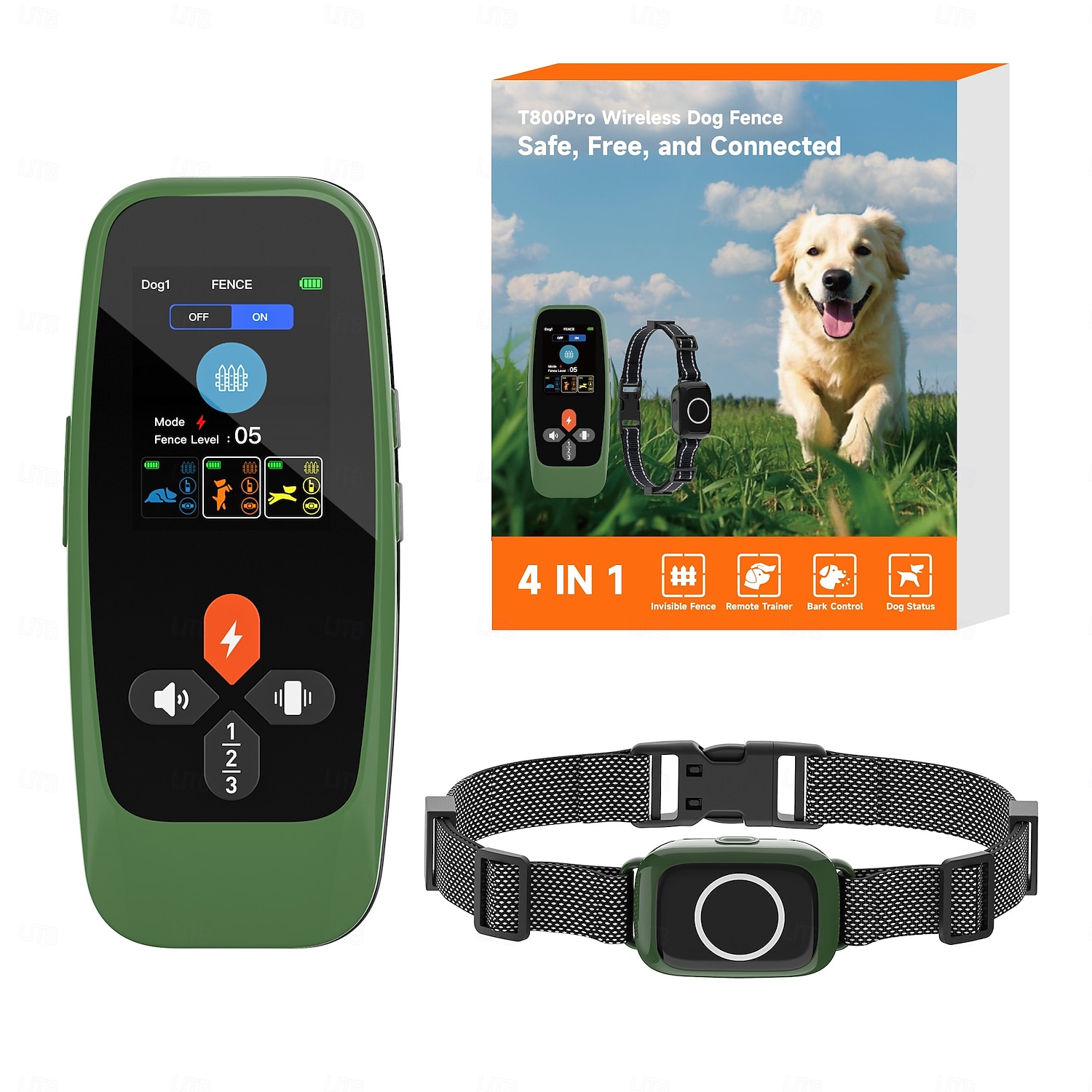 Trådløst gjerde for hundetrening, trådløst hundegjerde, 3 moduser, pipelyd, vibrasjon, vanntett, bærbar, trådløs, oppladbar, sikkerhet, nylon, abs+pc, elektroniske atferdshjelpemidler, 2025 - $106.99 –P1
