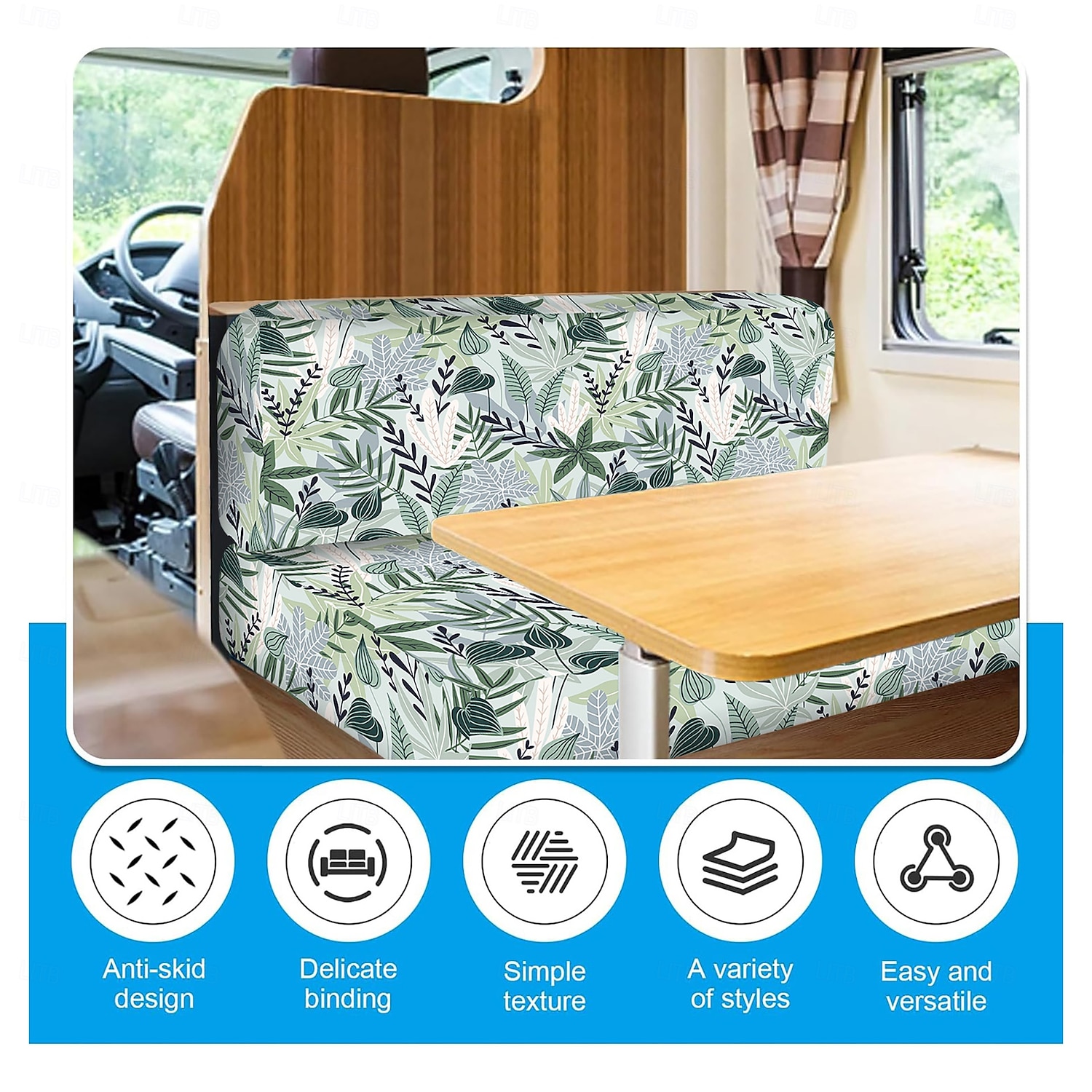 Copricuscini per dinette per camper, in seta di latte stampata, elasticizzati per tutte le stagioni, per camper - Coprisedili per furgoni da campeggio e divani per una protezione comoda e duratura del 2025 a $21.99 –P15