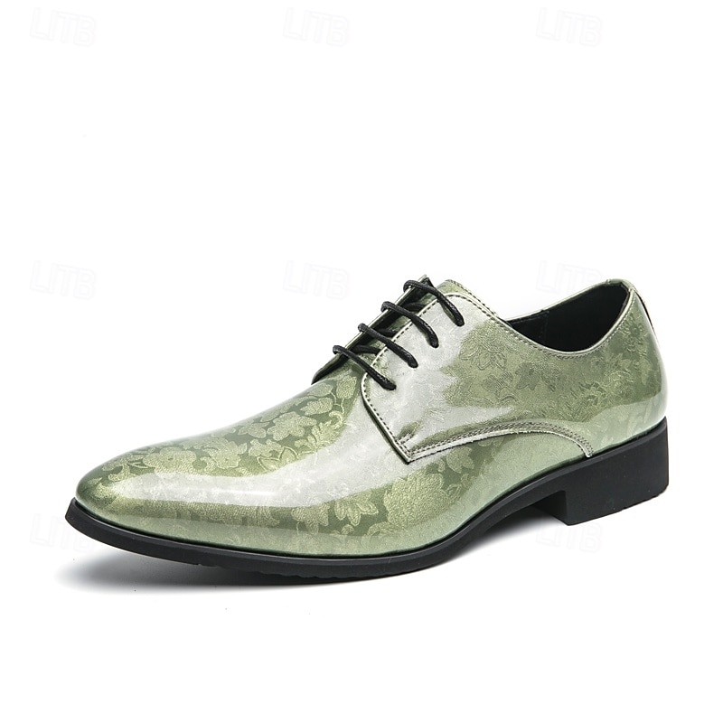 grüne, glänzende Oxford-Schuhe für Herren mit Schnürung – modisch, formell, geeignet für Geschäftstreffen und halbformelle Veranstaltungen 2025 - SGD S$41.04 –P1