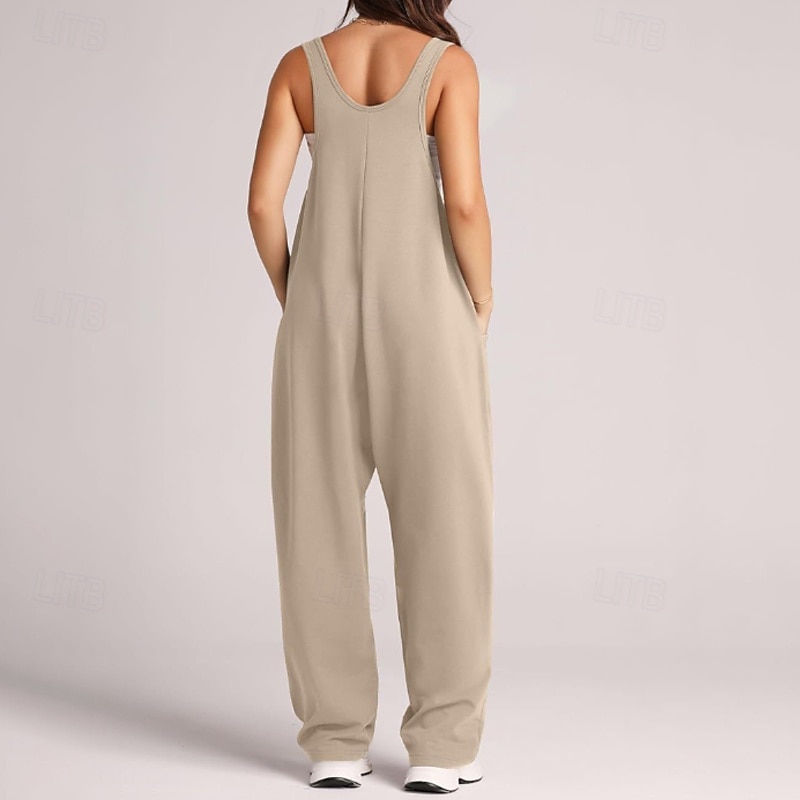 Damskie Normalny Kombinezon Moda miejska Jednokolorowe Bez rękawów Dekolt w kształcie litery U Kieszeń Ulica Codzienny Regularny Czarny Jasnozielony Rumiany róż Lato 2025 - $24.99 –P18