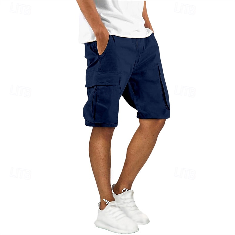 Homens Bermuda Cargo Calção Shorts de verão Com Cordão Cintura elástica Bolso multi Tecido Conforto Vestível Comprimento do joelho Ao ar livre Esporte Diário Moda Casual Preto Verde Tropa de 2025 por $20.99 –P4