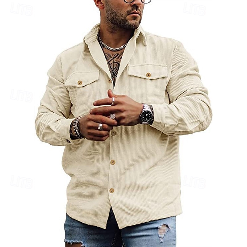 Per uomo Giacca Camicia Giacca di transizione Quotidiano Leggero Tasca Primavera Autunno Semplice Casual Bavero Regolare Aalbicocca Nero Grigio Giacca del 2025 a $26.99 –P8
