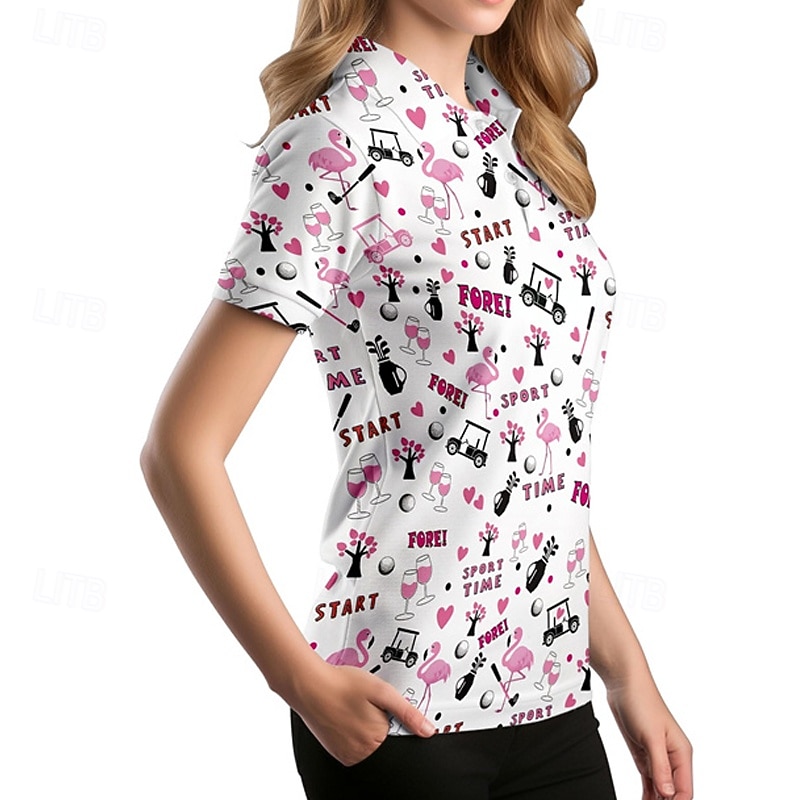 Γυναικεία Γραφική Πουκάμισο τένις Κοντομάνικο Στάμπα UPF50+ Γρήγορο Στέγνωμα Τέννις Γκολφ Μπάντμιντον Περιλαίμιο Polo Μπλουζάκι Μπολύζες Λευκό Ροζ Ουρανί Ρούχα τένις 2026 - $23.99 –P14