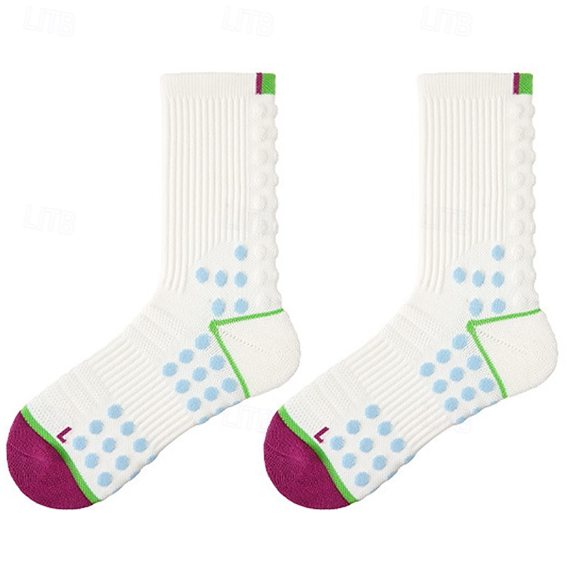 Calcetines deportivos Calcetines de tenis 1 Par Mujer Calcetines A prueba de resbalones Transpirable Tenis Baloncesto Corriendo Correr pepinillo Deportes Bloque de color Algodón Blanco + Verde Blanco 2025 - $7.19 –P2